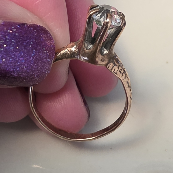 Late 19th Or Early 20th Century Antique Copper Solitaire Ring - Picture 2 of 16